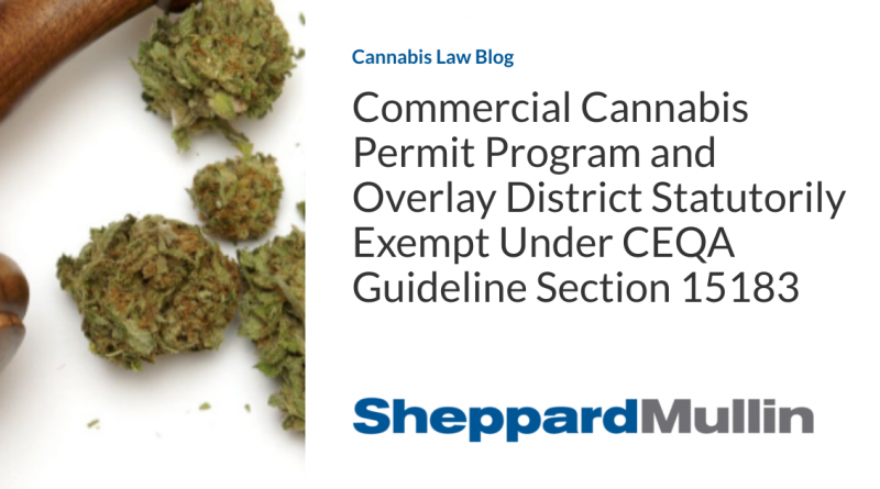 Commercial Cannabis Permit Program and Overlay District Statutorily Exempt Under CEQA Guideline Section 15183